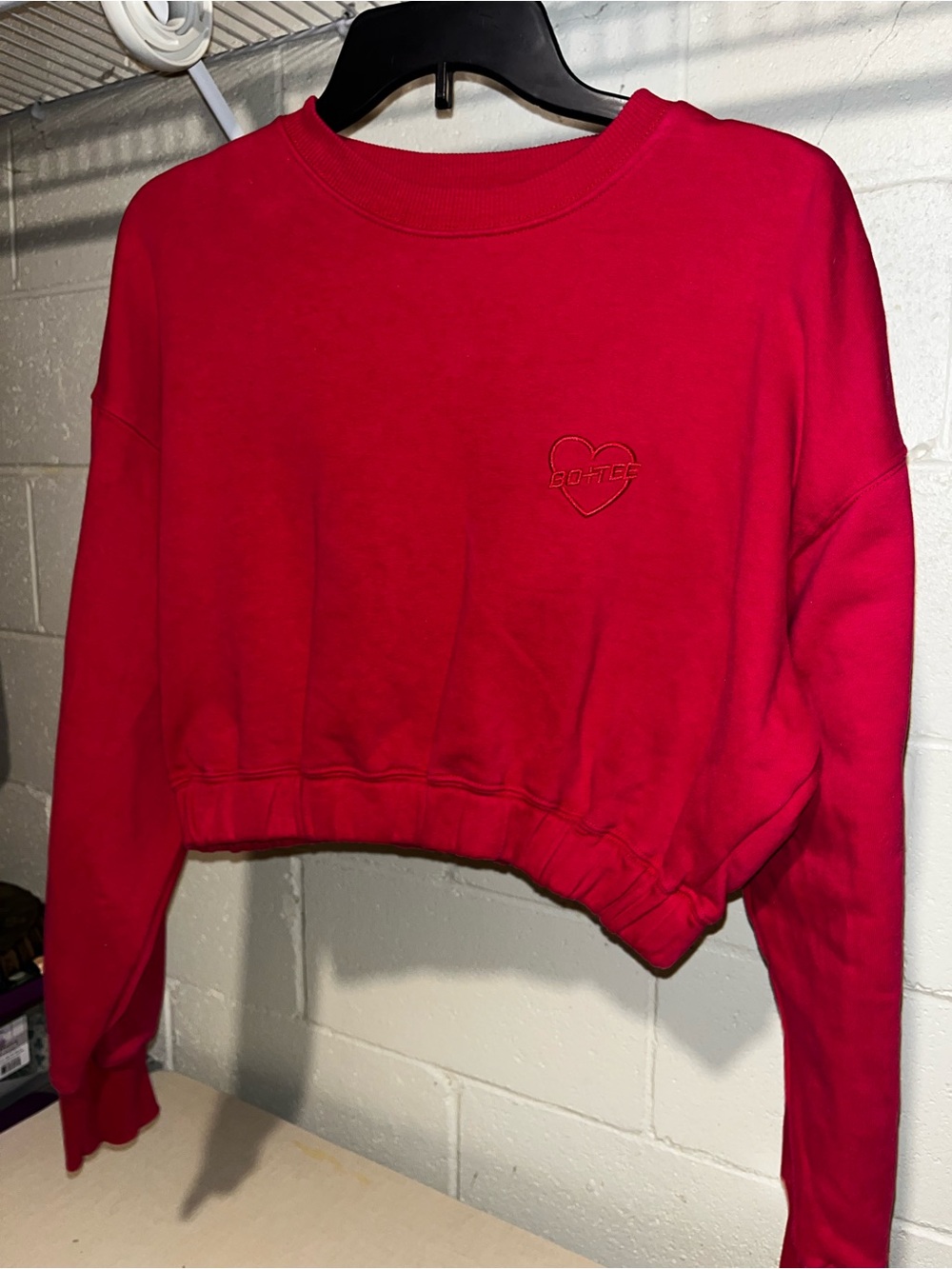 Bright red cropped Bo+Tee top